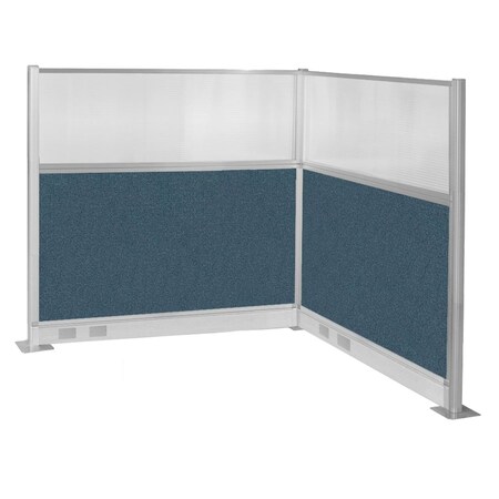 Versare Pre-Configured Hush Panel Electric Cubicle (L Shape) 6' x 6' W/ Window Caribbean Fabric 1859421